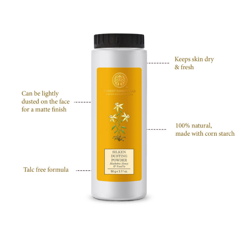 Forest Essentials Silken Dusting Powder Mashobra Honey & Vanilla - Natural Powder