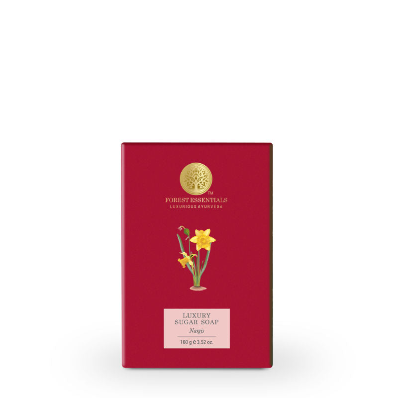 Forest Essentials Luxury Sugar Soap Nargis - Ayurvedic Handmade Bath Soap