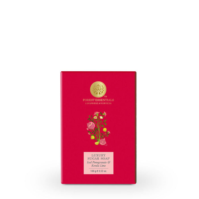 Forest Essentials Luxury Sugar Soap Pomegranate & Kerala Lime - Ayurvedic Handmade Bath Soap