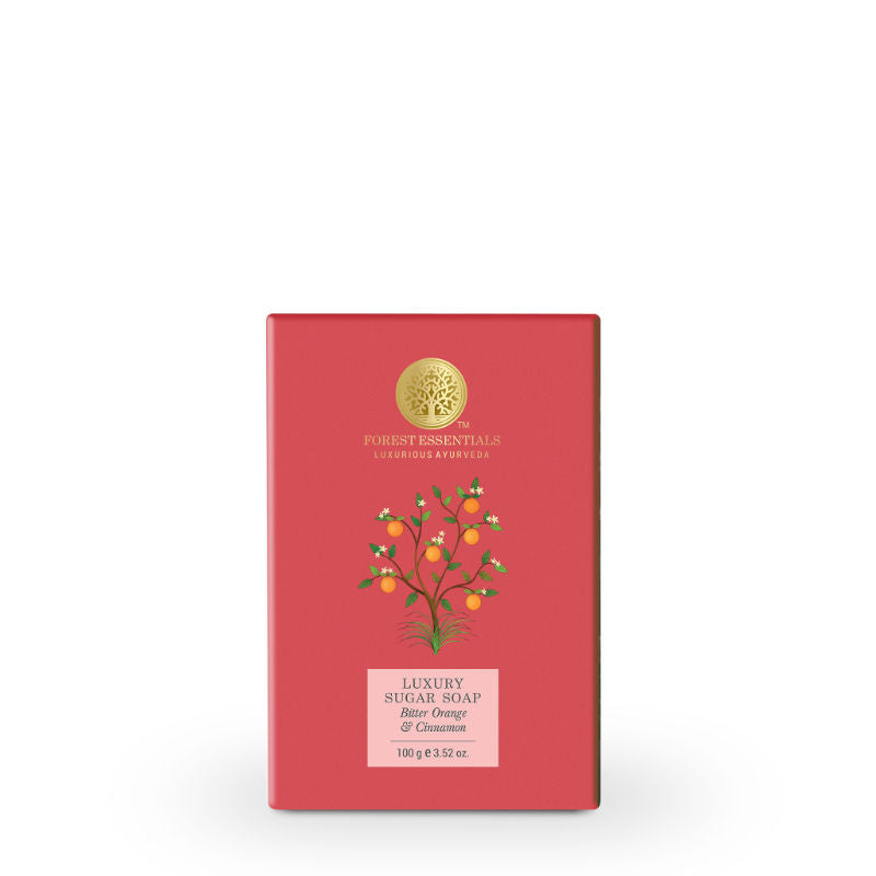 Forest Essentials Luxury Sugar Soap Bitter Orange & Cinnamon - Ayurvedic Handmade Bath Soap