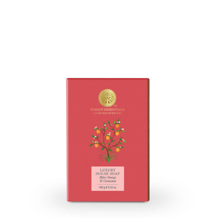 Forest Essentials Luxury Sugar Soap Bitter Orange & Cinnamon - Ayurvedic Handmade Bath Soap