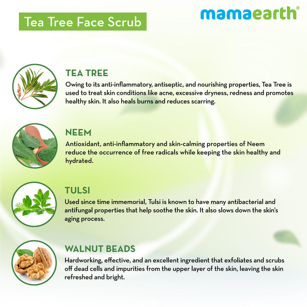 Mamaearth Tea Tree Face Scrub With Tea Tree And Neem For Skin Purification
