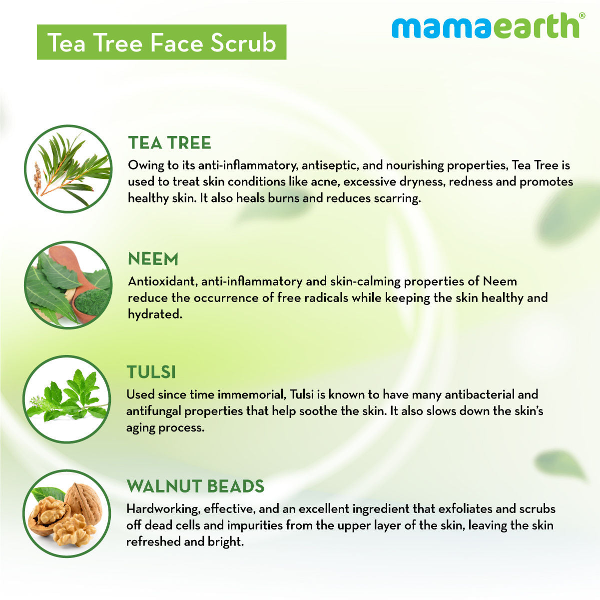 Mamaearth Tea Tree Face Scrub With Tea Tree And Neem For Skin Purification