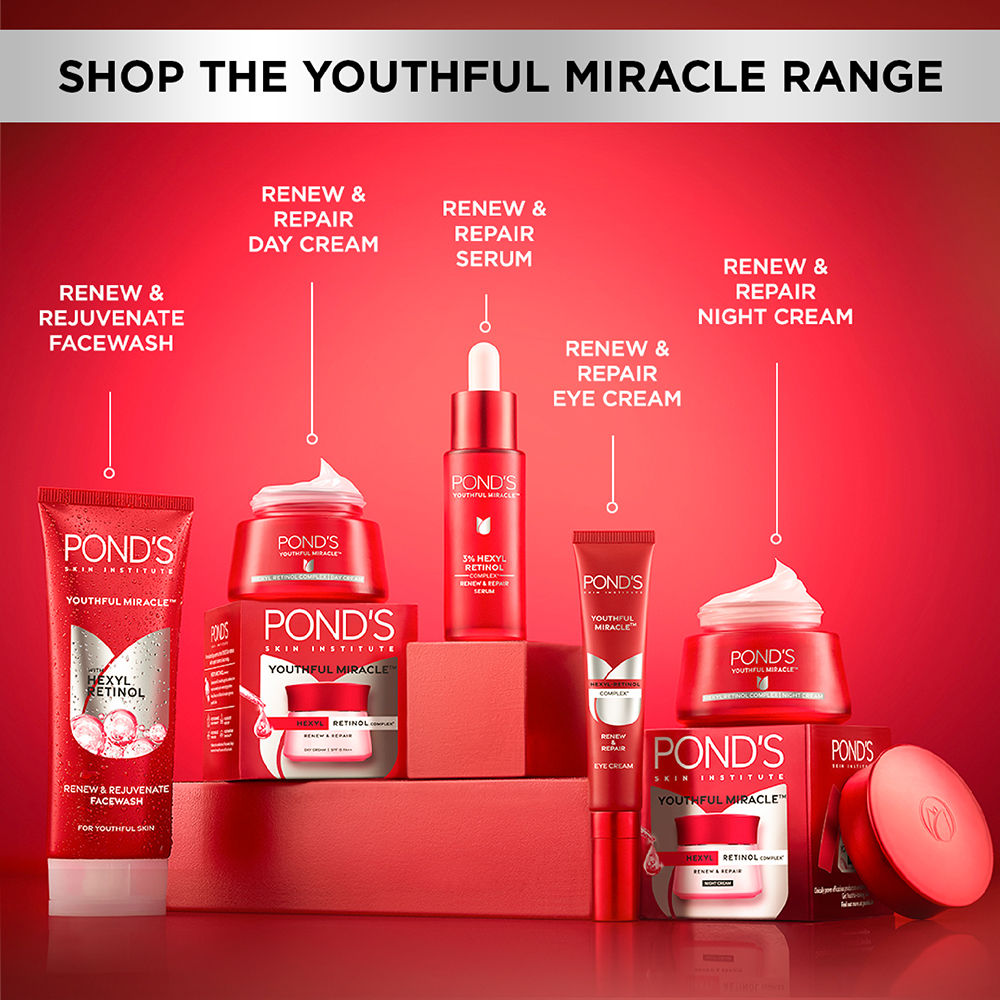 Ponds Youthful Miracle Hexyl Retinol Complex, Renew & Repair Day Cream, SPF 15 PA++