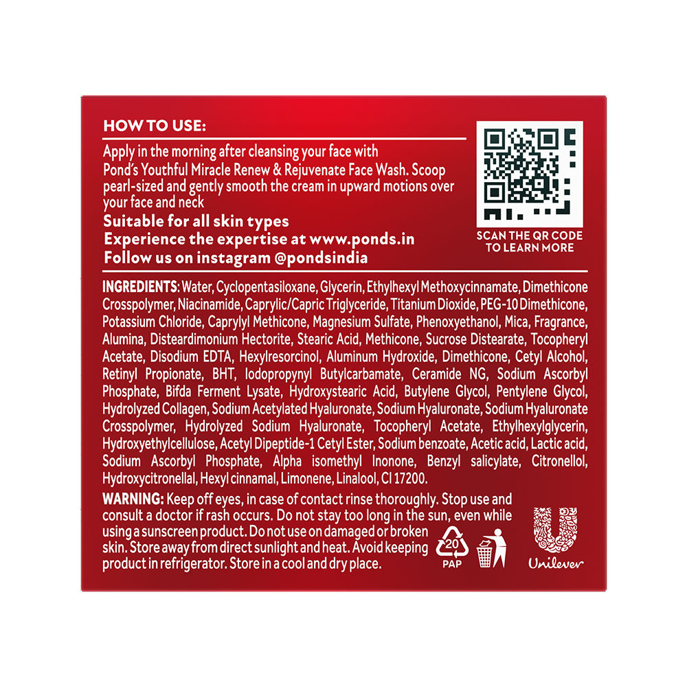 Ponds Youthful Miracle Hexyl Retinol Complex, Renew & Repair Day Cream, SPF 15 PA++