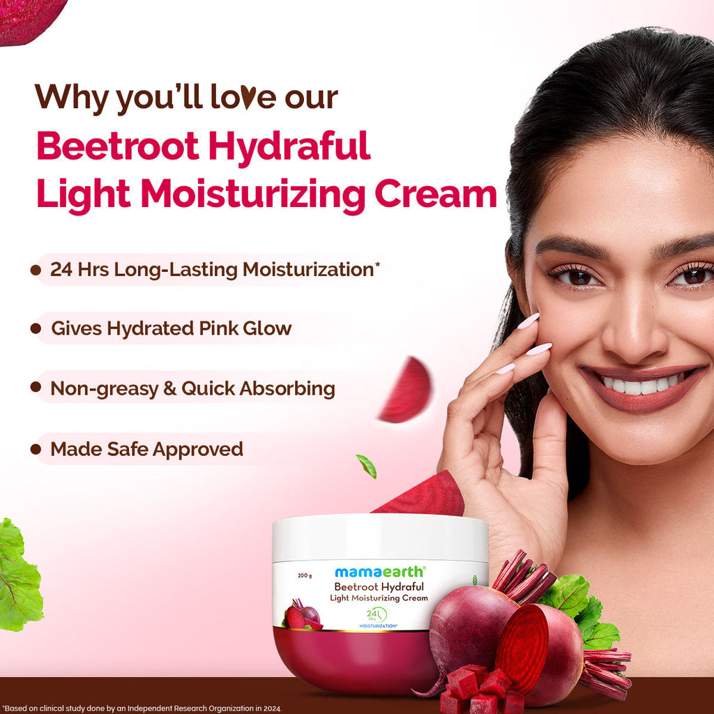 Mamaearth Beetroot Hydraful Light Moisturizing Cream with Hyaluronic Acid For 24 HR Hydration