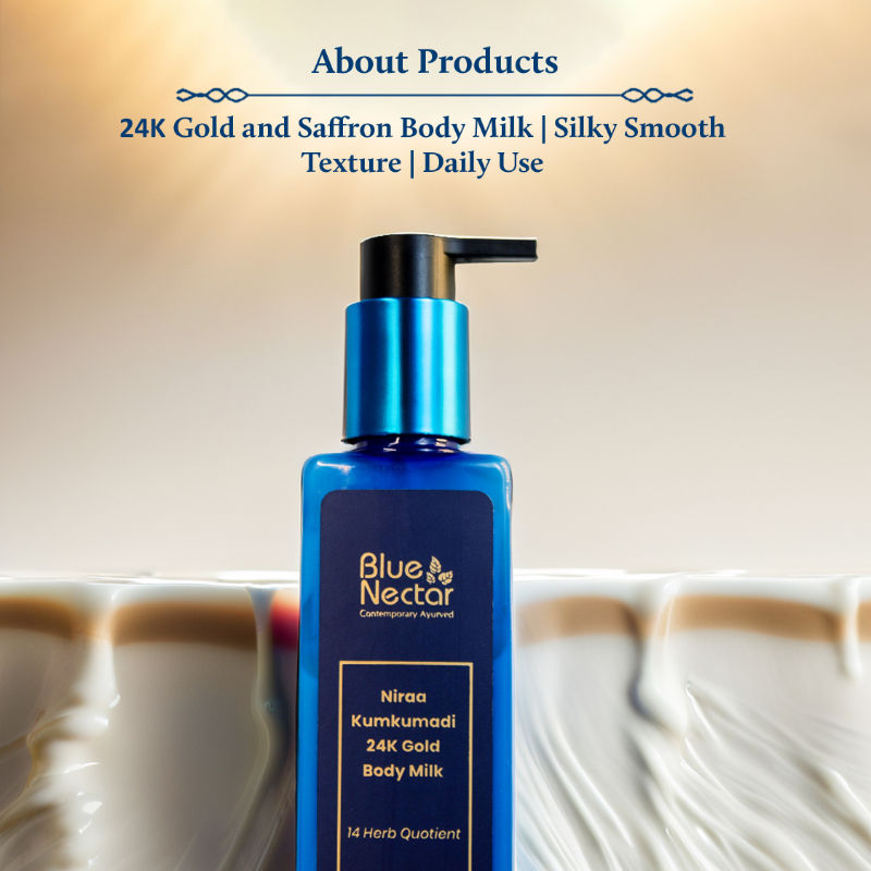 Blue Nectar 24k Gold Body Milk Moisturizer With AHA, Niacinamide & Milk Protein For Glowing Skin