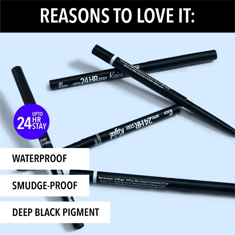 Blue Heaven 24hr Stay Kajal Black Waterproof - Jet Black