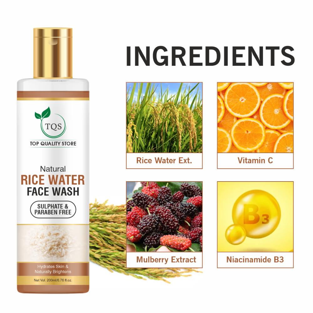 Tqs Rice Water Face Wash For Glass Skin Brightens, Tightens & Evens Skin Tone Suitable For All Skin