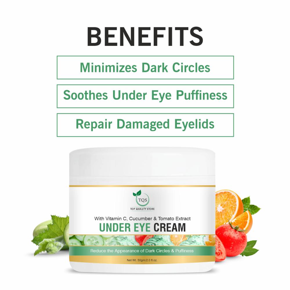 Tqs Under Eye Cream With Vitamin C, Cucumber Extract Dark Circles, Eye Puffiness & Wrinkles