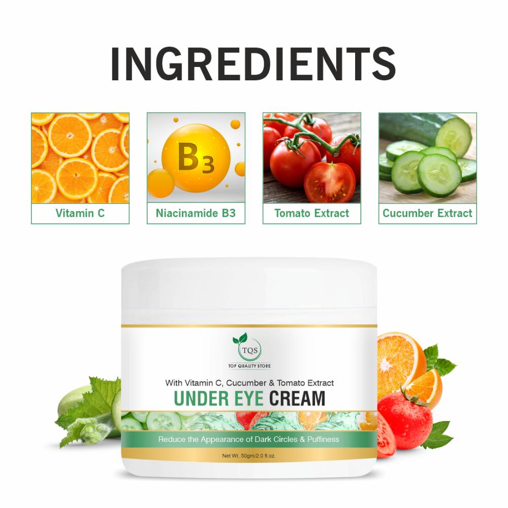 Tqs Under Eye Cream With Vitamin C, Cucumber Extract Dark Circles, Eye Puffiness & Wrinkles