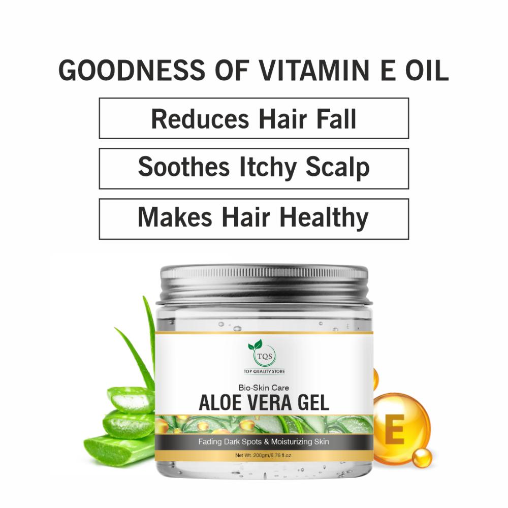 Tqs Aloe Vera Gel For Face, With Natural Aloe Vera & Vitamin E For Skin & Hair