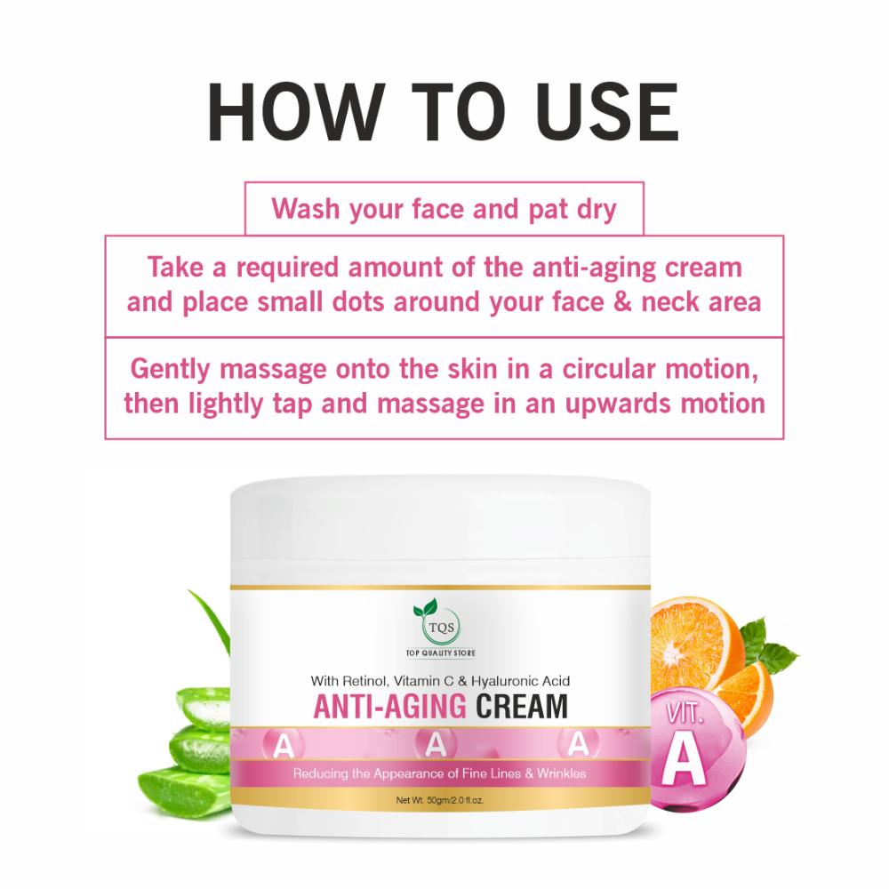 Tqs Anti Aging Night Cream With Hyaluronic Acid & Vitamin C Wrinkle-Free For Oily & Dry Skin