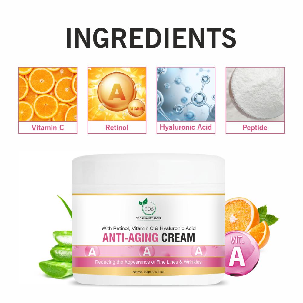 Tqs Anti Aging Night Cream With Hyaluronic Acid & Vitamin C Wrinkle-Free For Oily & Dry Skin