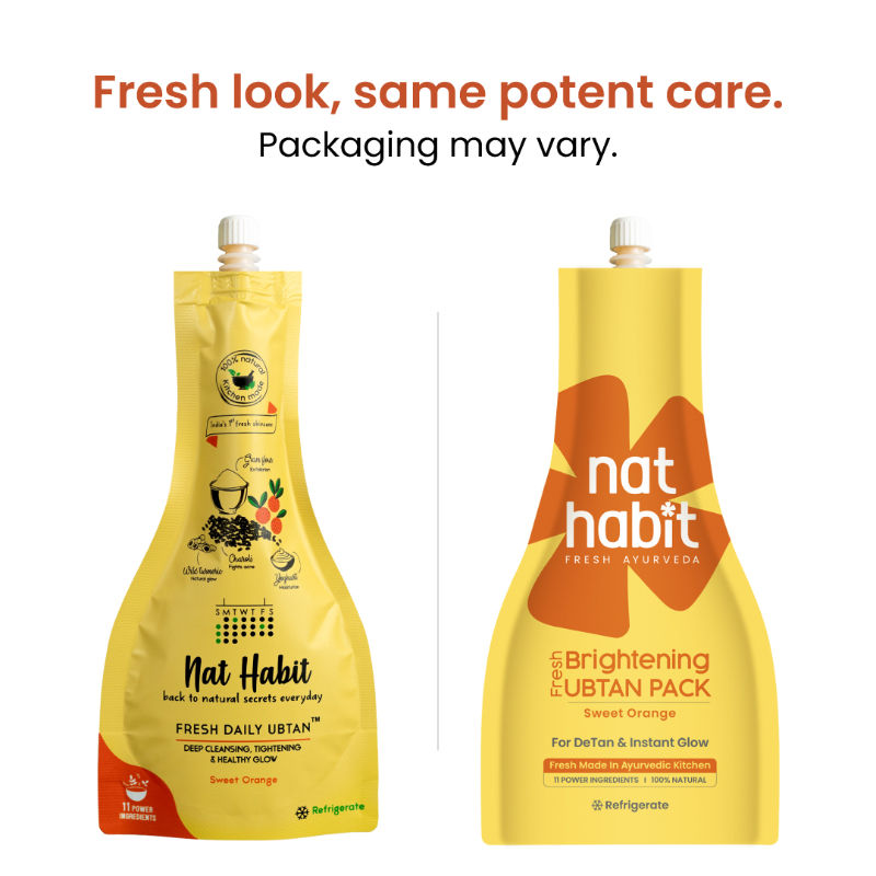 Nat Habit Fresh Daily Ubtan Face Pack - Sweet Orange for Deep Cleansing, Tightening & Instant Glow