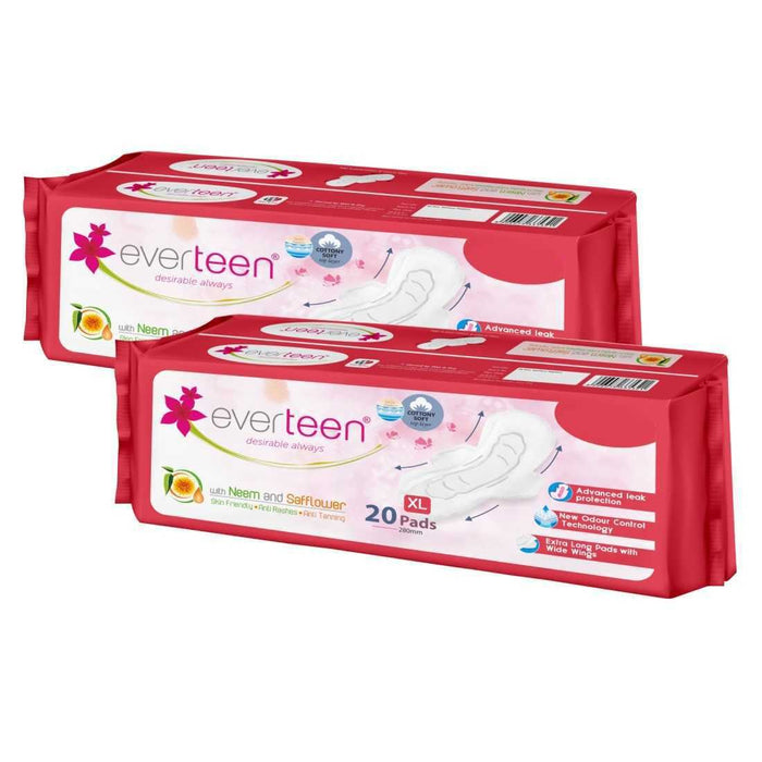 Everteen Neem & Safflower XL Cottony-Soft Sanitary Pads - 40 Pads