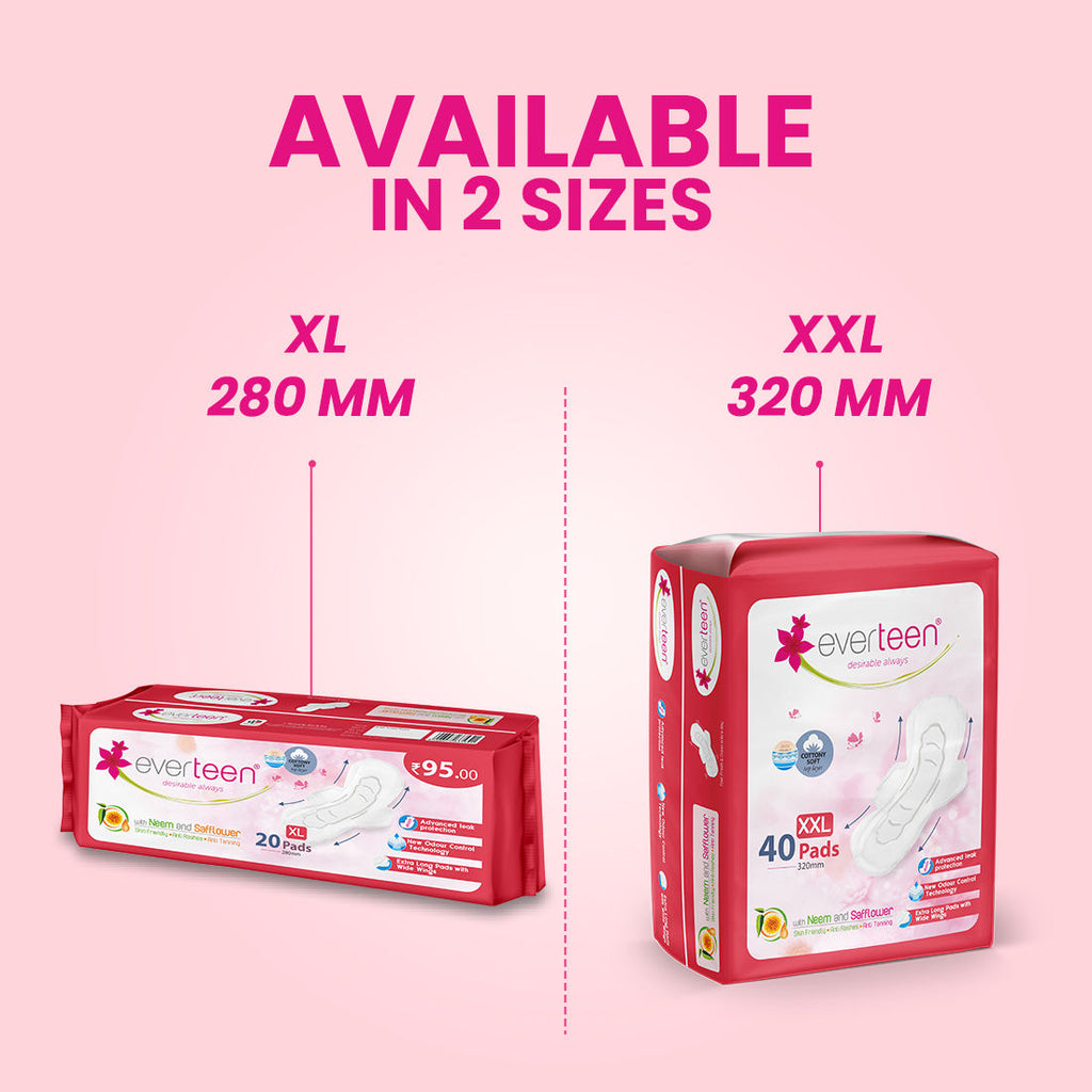 Everteen Neem & Safflower XL Cottony-Soft Sanitary Pads - 40 Pads