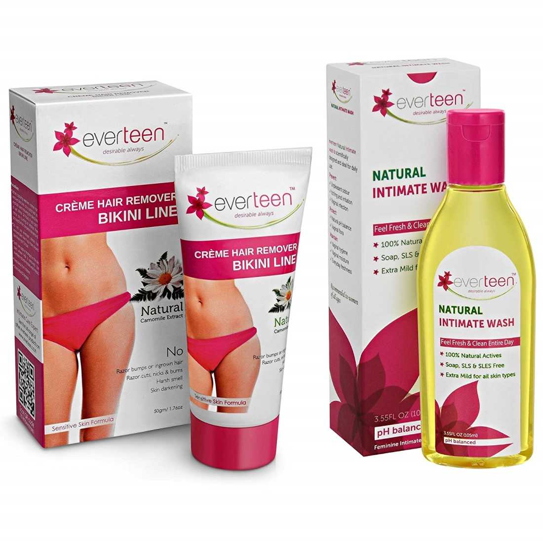 Everteen Bikini Line Hair Remover Creme and Natural Intimate Wash