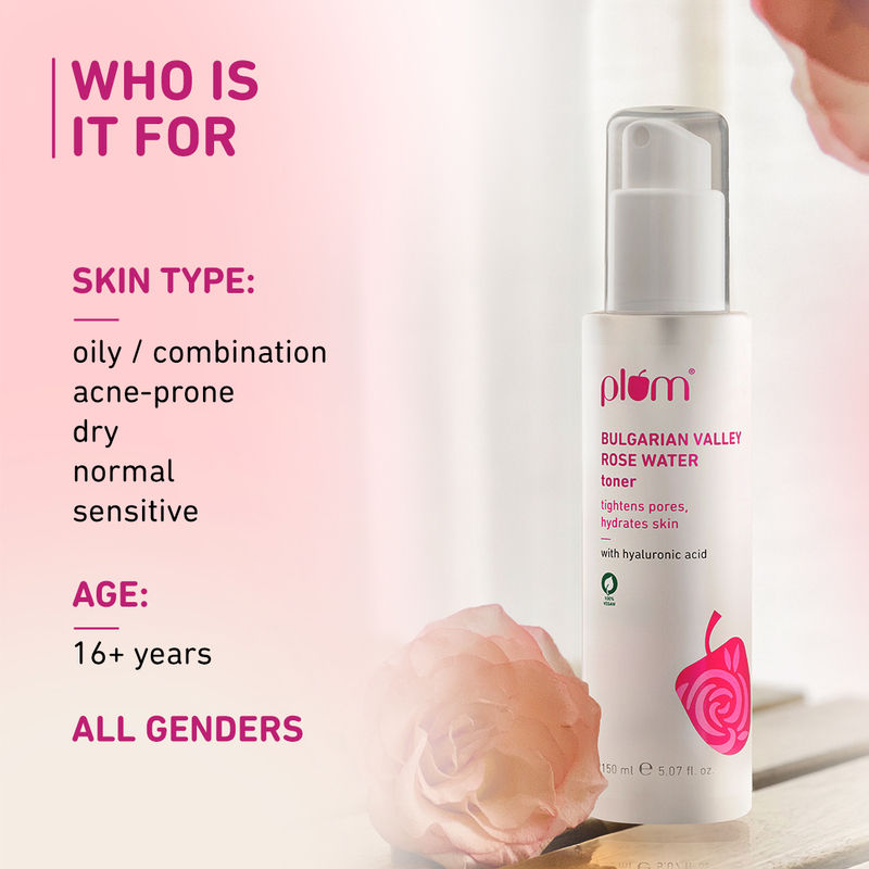 Plum Bulgarian Valley Rose Water Alcohol-Free Spray Toner With Hyaluronic Acid- Hydrates & Refreshes