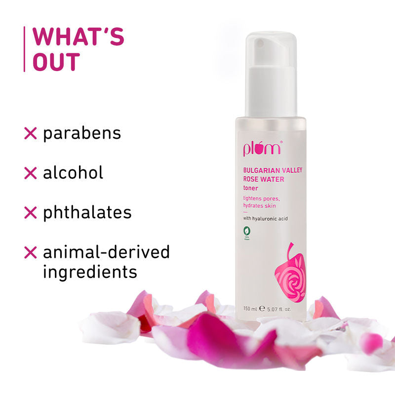 Plum Bulgarian Valley Rose Water Alcohol-Free Spray Toner With Hyaluronic Acid- Hydrates & Refreshes