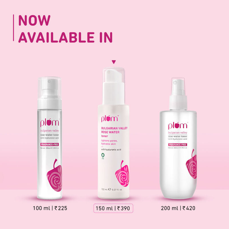 Plum Bulgarian Valley Rose Water Alcohol-Free Spray Toner With Hyaluronic Acid- Hydrates & Refreshes