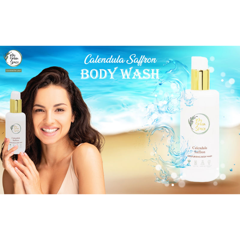 My Green Space Calendula Saffron Body Wash Softens & Nourishes Natural & Organic