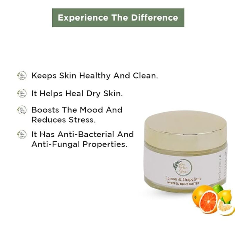My Green Space Lemon Grapefruit Body Butter, Deep Moisturizing, Brightening & Nourishing Cream