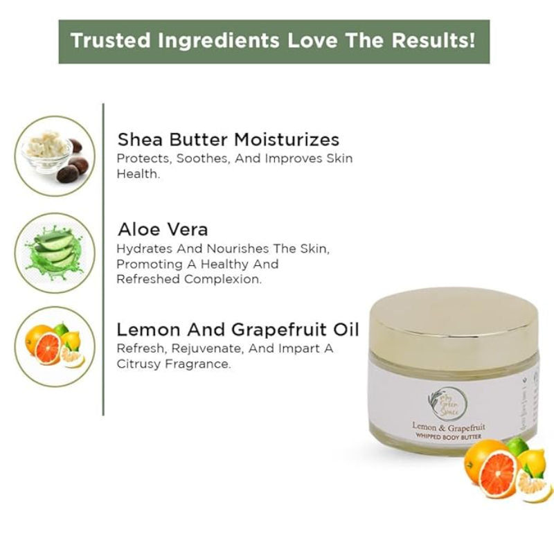 My Green Space Lemon Grapefruit Body Butter, Deep Moisturizing, Brightening & Nourishing Cream