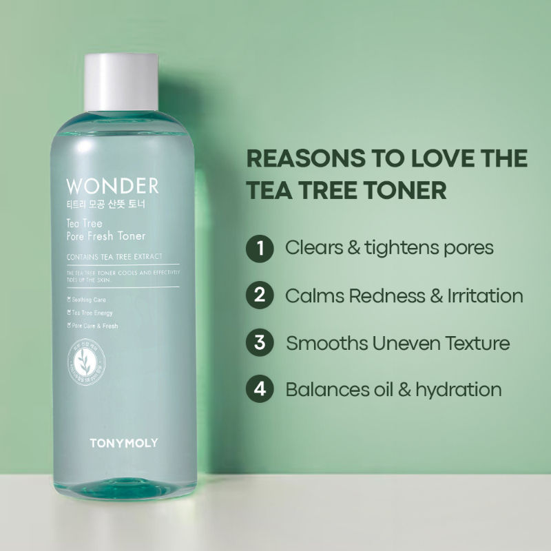 TONYMOLY Korean Wonder Tea Tree Pore Fresh Toner to Soothe & Control Oily Skin