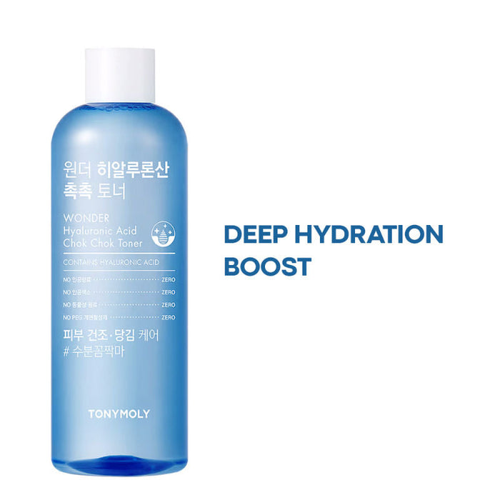 TONYMOLY Korean Wonder Hyaluronic Acid Chok Chok Toner to Hydrate, Plump Skin & Smooths Wrinkles