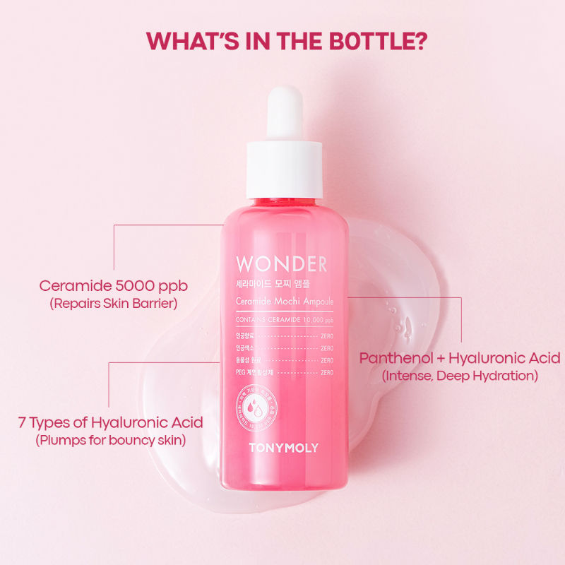 TONYMOLY Korean Wonder Ceramide Mochi Ampoule to Moisturize, Firm & Brighten Dry Skin