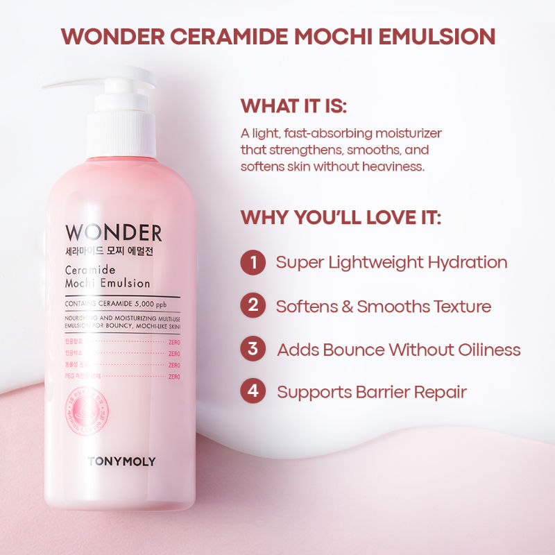 TONYMOLY Korean Wonder Ceramide Mochi Emulsion-Hydrates, Nourishes & Repairs Dry, Weak Skin