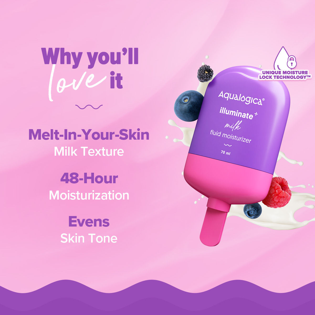 Aqualogica Illuminate + Milk Fluid Moisturizer For Oily To Combination Skin