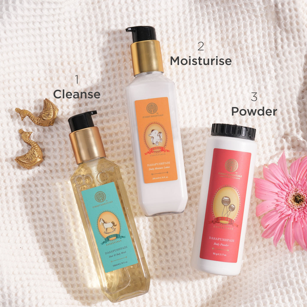 Forest Essentials Baby Body Powder Dasapushpadi - Talc Free Natural Baby Powder - Safe & Natural