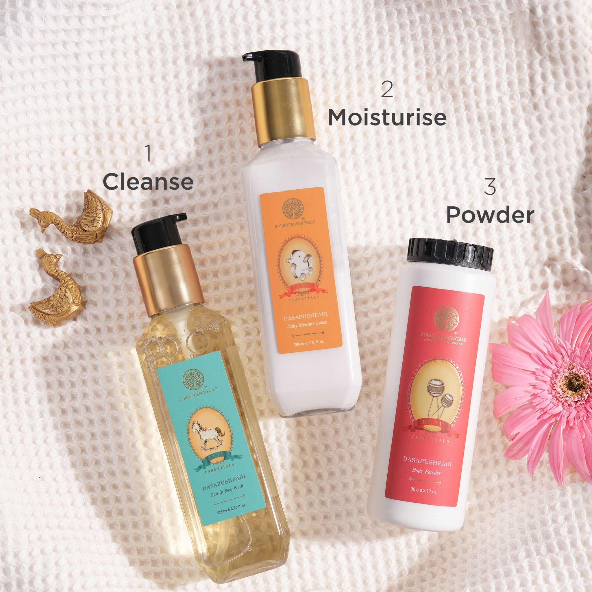 Forest Essentials Baby Body Powder Dasapushpadi - Talc Free Natural Baby Powder - Safe & Natural