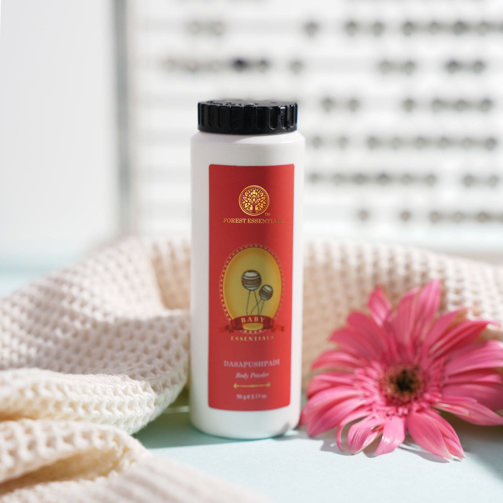 Forest Essentials Baby Body Powder Dasapushpadi - Talc Free Natural Baby Powder - Safe & Natural