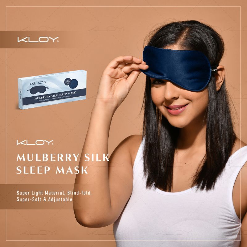 KLOY 100% Mulberry Silk Sleep Eye Mask - Blue