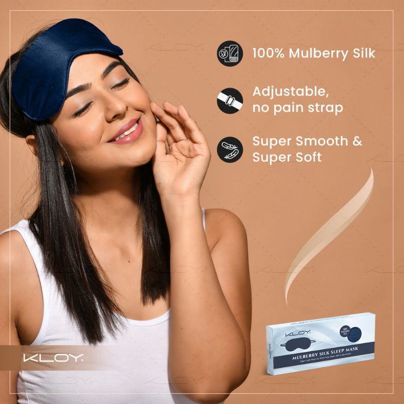 KLOY 100% Mulberry Silk Sleep Eye Mask - Blue