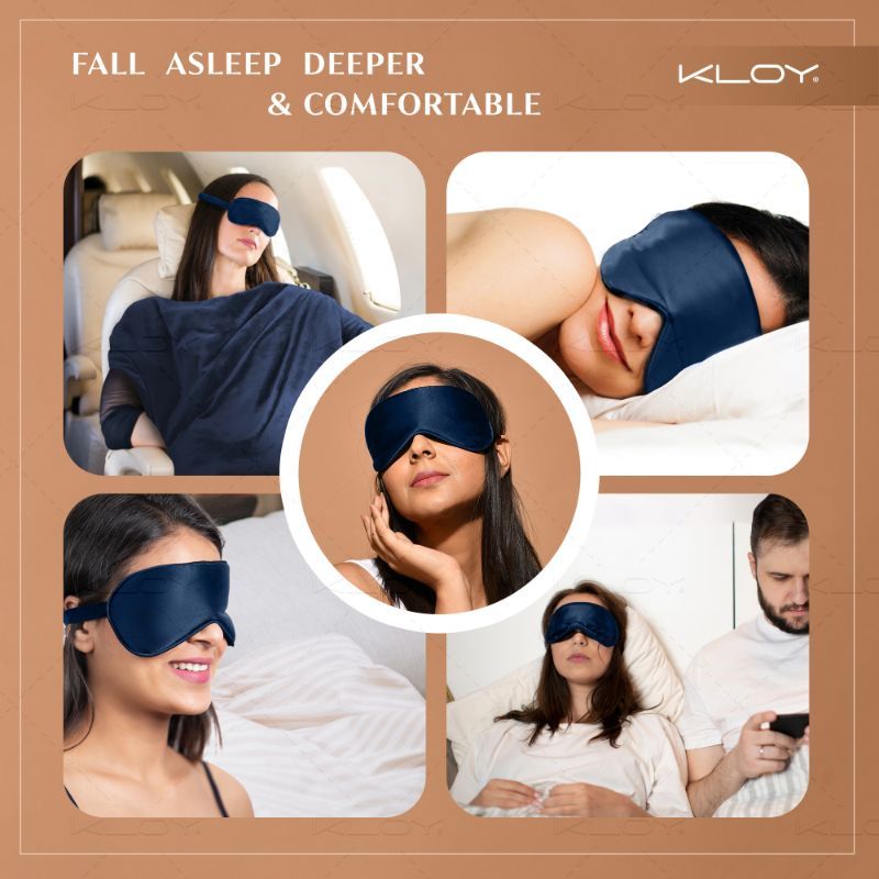 KLOY 100% Mulberry Silk Sleep Eye Mask - Blue