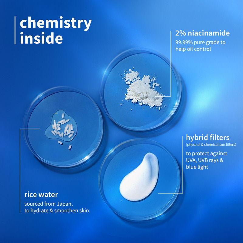 Plum 2% Niacinamide & Rice Water SPF 50 PA+++ Sunscreen, Fades Tan, For Oily To Dry Skin Type