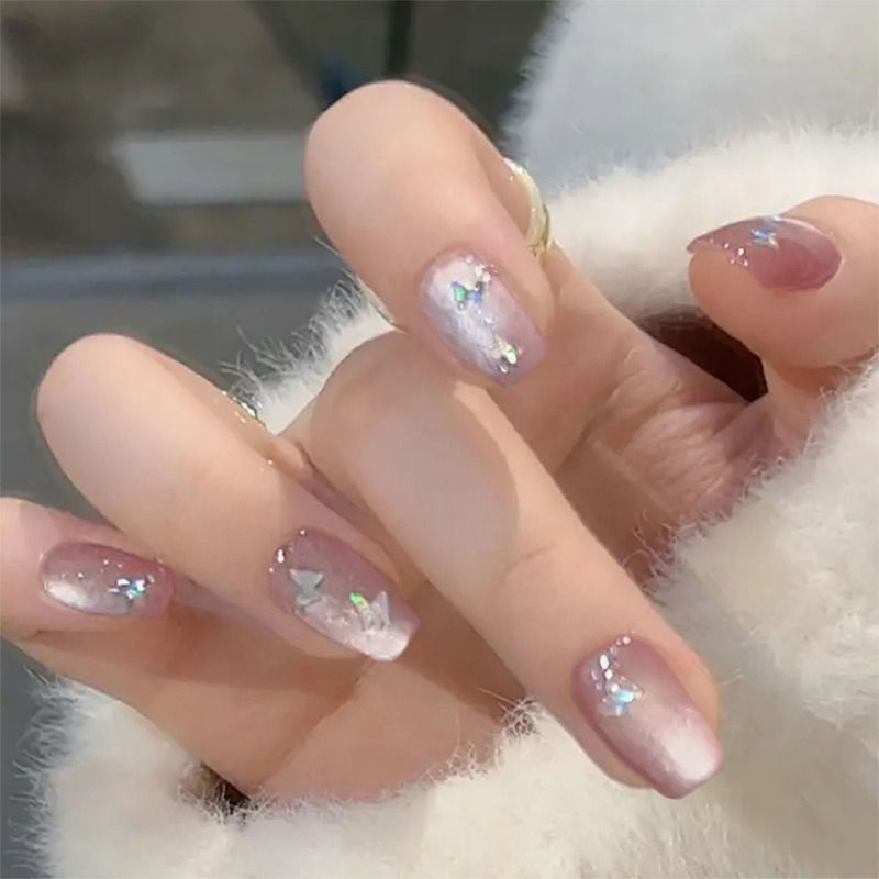 Secret Lives Cats Eye Miler Effect Nude Brown Color Press On Nails