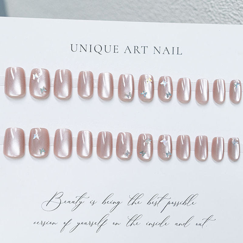 Secret Lives Cats Eye Miler Effect Nude Brown Color Press On Nails