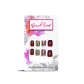 Secret Lives Cats Eye Crystals Design Dark Red Color Press on Nails