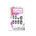 Secret Lives Black Color Curve Design with 3D Studs Press On Nails