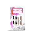 Secret Lives Brown & Black Color with Golden Glitter Design Press On Nails