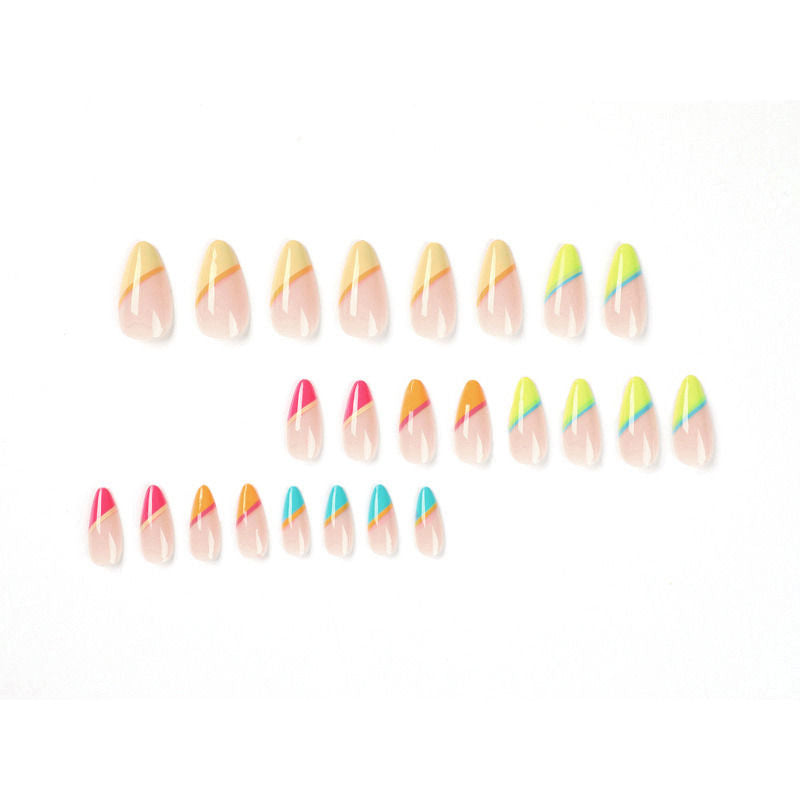 Secret Lives Pink Orange Green Blue Color Fake Nails
