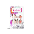 Secret Lives Peach Black Color with 3d White Studs & Heart Press On Nails