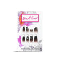 Secret Lives Glossy Black Color with 3D White Stones Press On Nails