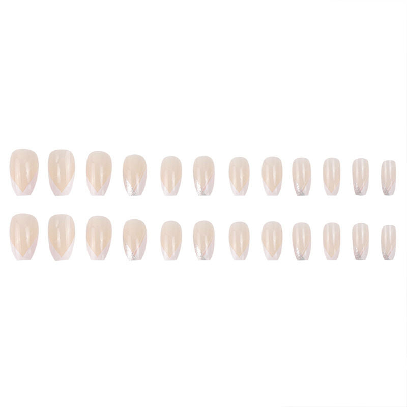 Secret Lives Translucent French Nails with Silver Glitters Press On Nails