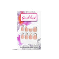 Secret Lives Round Shape White Color with Silver Glitter Design Press On Nails